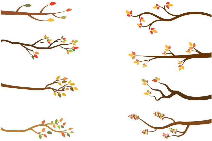 Fall branch, Autumn tree branches clipart, Bare branches By.