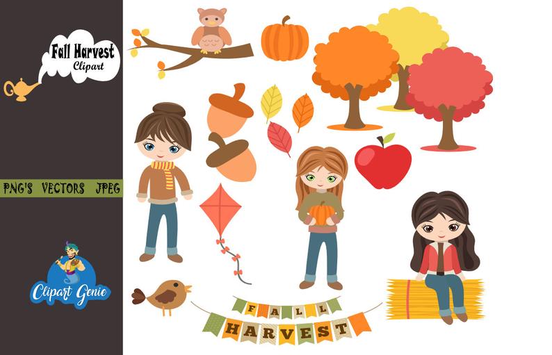 Fall harvest party, Fall Clipart, autumn harvest Clipart, Kite clipart,  flying kite clipart, apple Clipart, fall harvest banner, fall party.