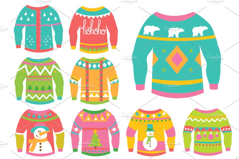 Christmas Ugly Sweaters Clipart.