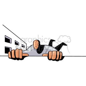 Man falling from a building clipart. Royalty.