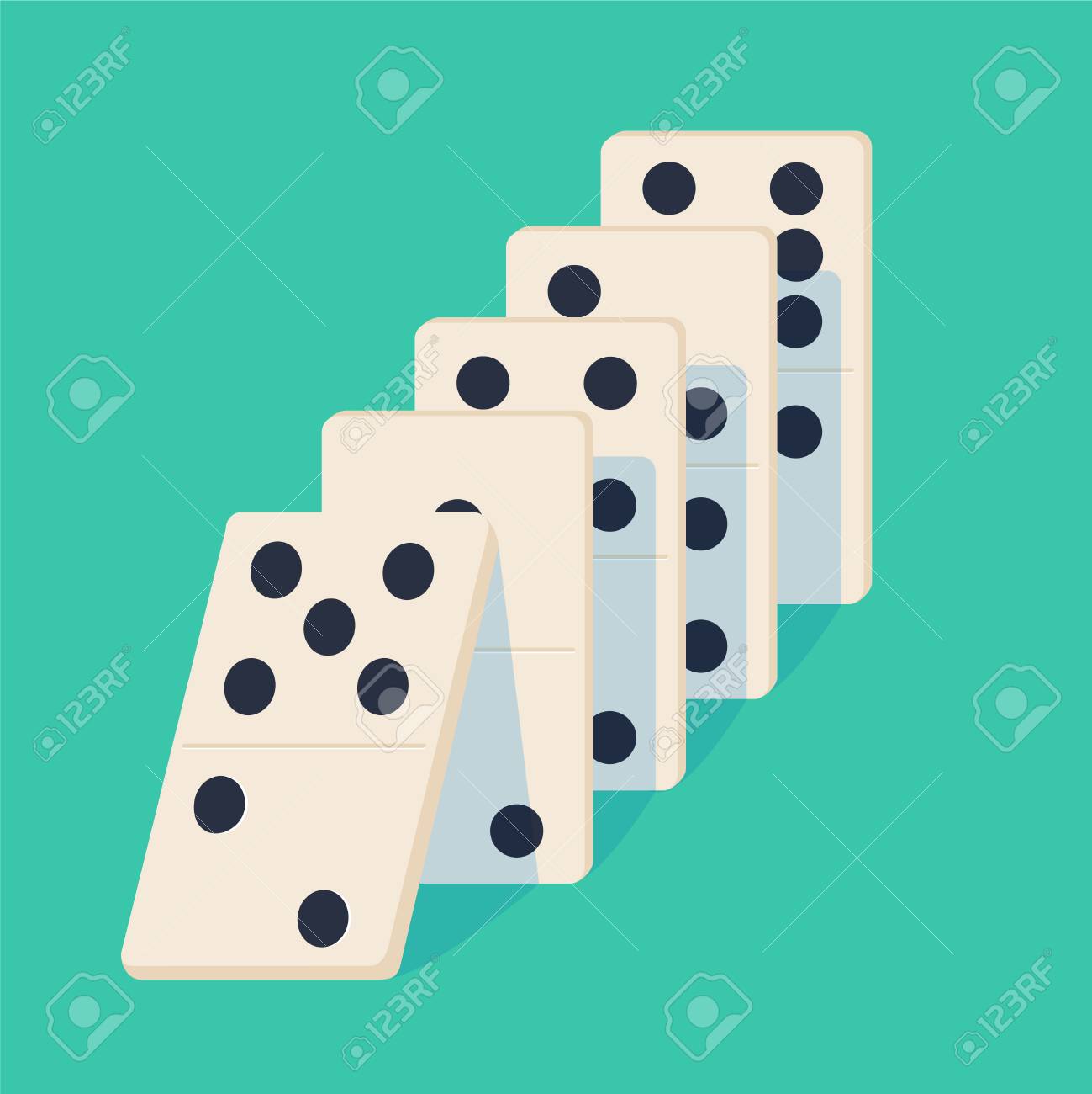 Falling dominoes. Concept of Domino effect. Vector illustration...