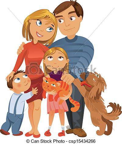 Family With Pets Clipart.