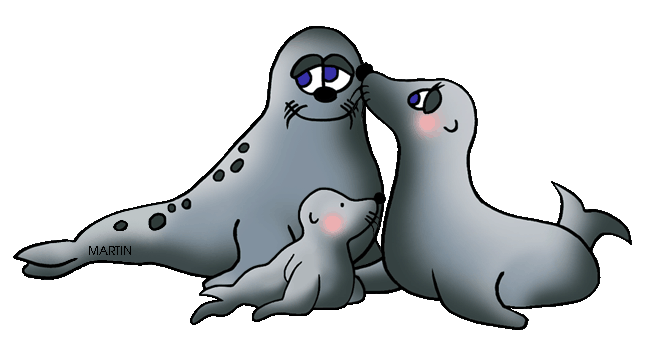 Free Animals Clip Art by Phillip Martin, Seal Family.