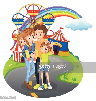 Family at the park Clipart Image.