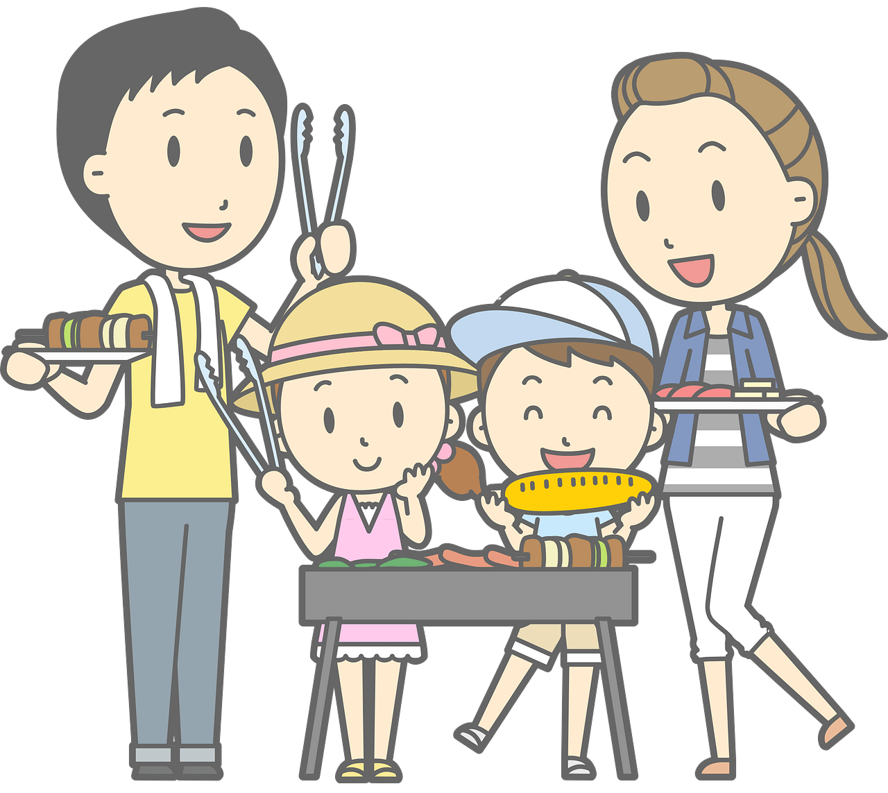 Family barbecue clipart. Free download..