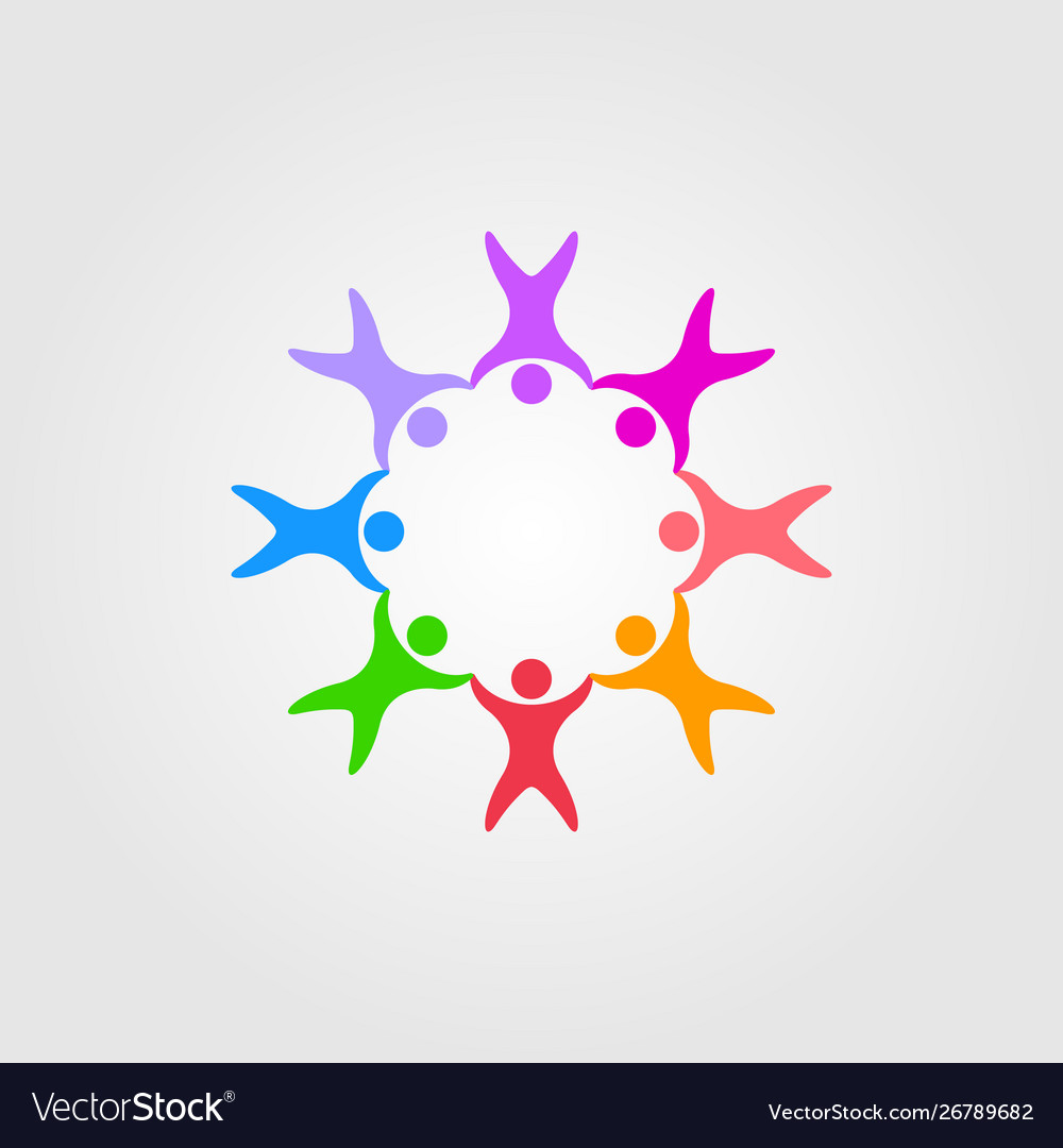 Circle people family together human unity logo.