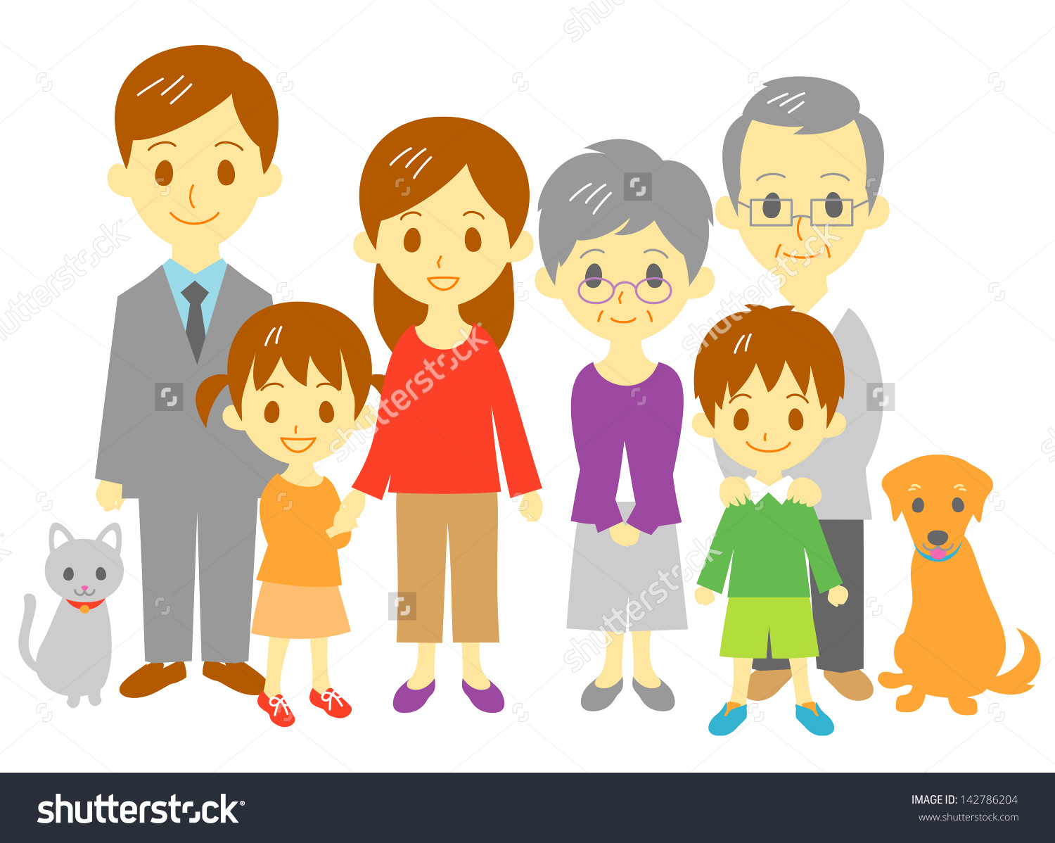 Family Clipart 4 People 2 Daughters.
