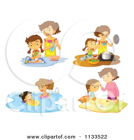 Mother Doing Household Chores Clipart.