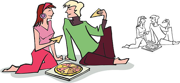 Family Eating Pizza Clip Art, Vector Images & Illustrations.