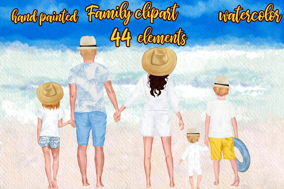 Summer family clipart Family figures ~ Illustrations.