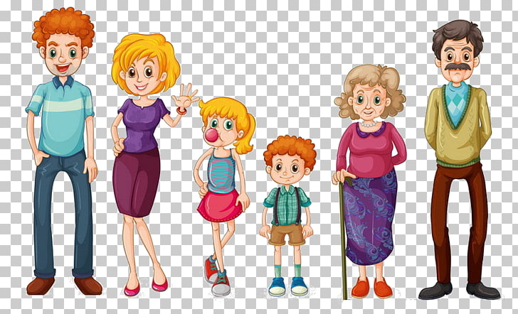 Family , family, six member family illustration PNG clipart.