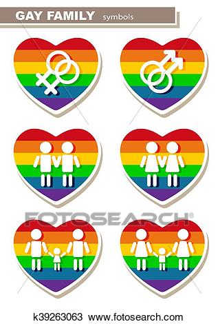 Gay family symbols Clipart.