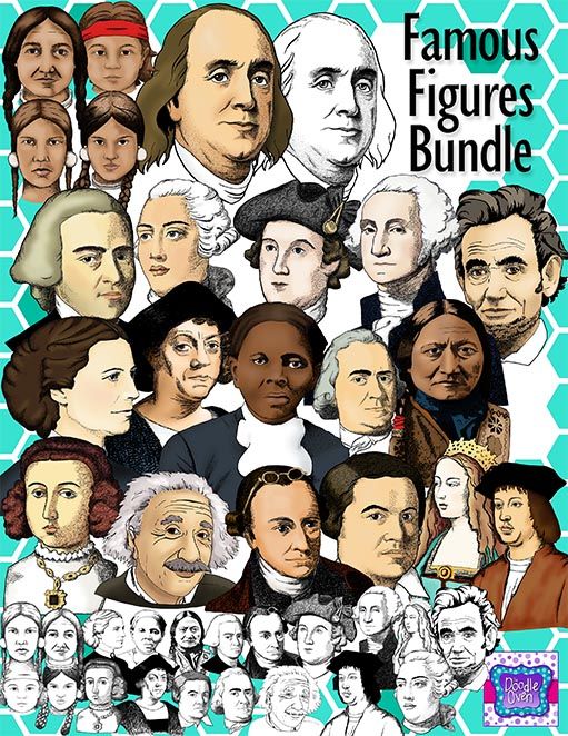 Realistic Famous People in US History Clipart Bundle.