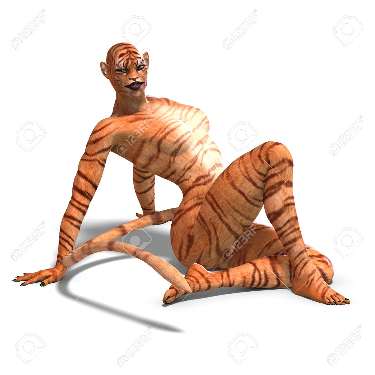Female Fantasy Figure Tiger Stock Photo, Picture And Royalty Free.