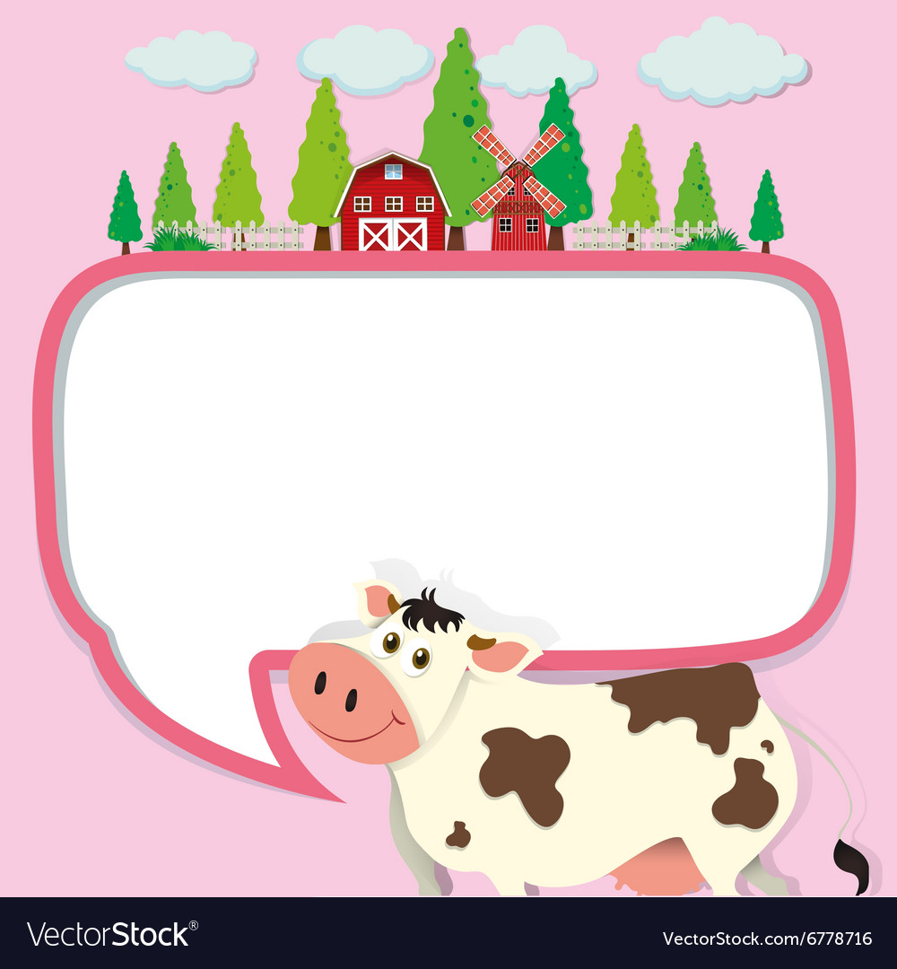 Border design with cow and farm.