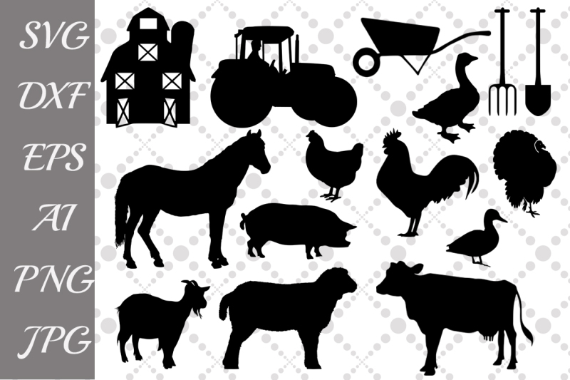 Farm Svg ,FARM ANIMALS, Farm Clipart,Animals Silhouette.