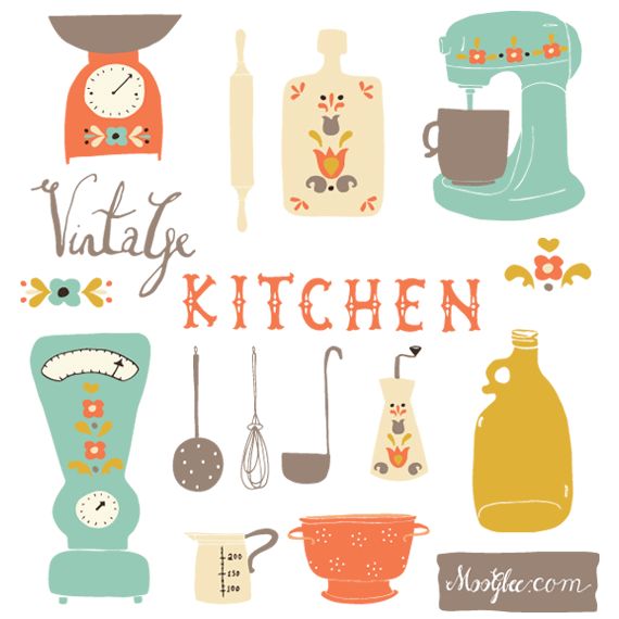 Retro Kitchen Clipart.