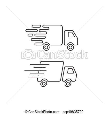 Delivery truck icon line, fast shipping cargo van, courier transportation.