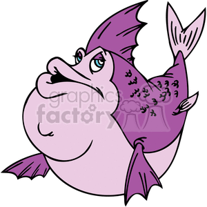 Fat purple fish clipart. Royalty.
