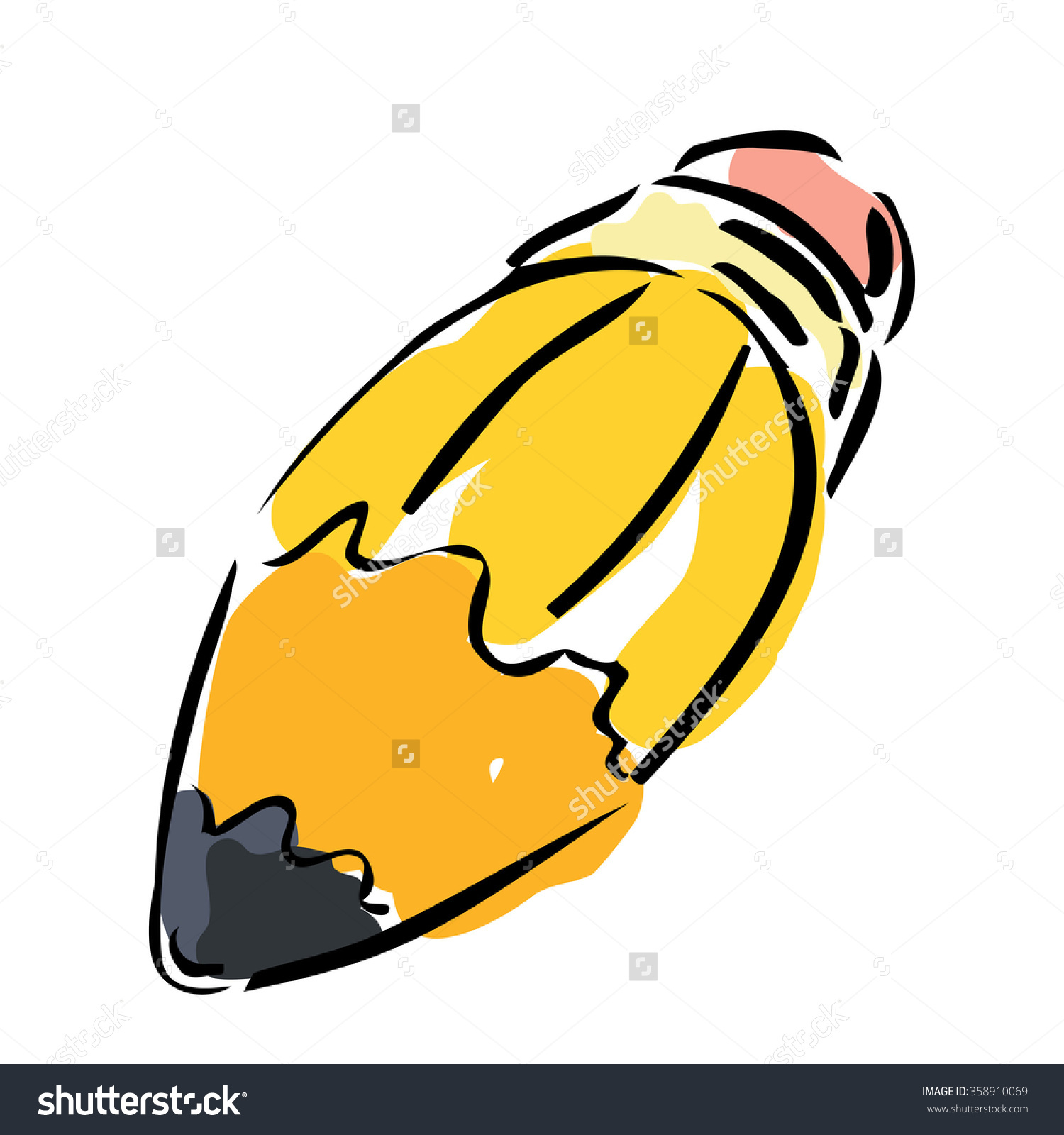 Exaggerated Fat Yellow Carton Pencil Stock Vector 358910069.
