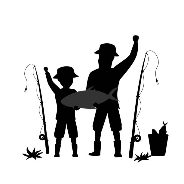 Best Father Son Fishing Illustrations, Royalty.