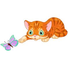CLIPART KITTEN PLAYING WITH MOUSE.