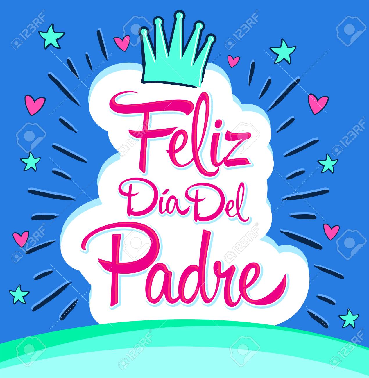 Feliz Dia del Padre, Happy Fathers day spanish text, vector...