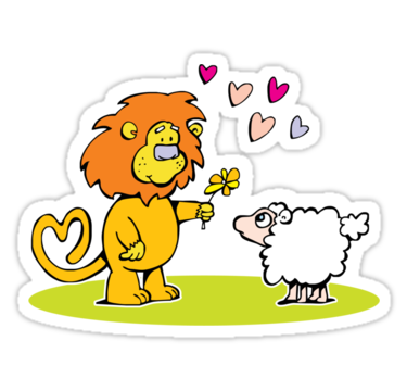 And so the lion fell in love with the lamb" Stickers by Matt.