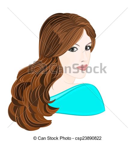 Vector Illustration of Girl with brown hair and brown eyes.