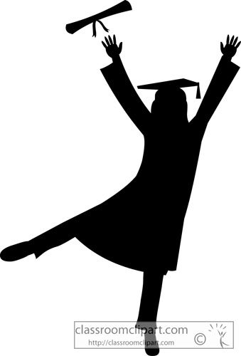 Graduation Graduate Silhouette Cap Gown Classroom Clipart.