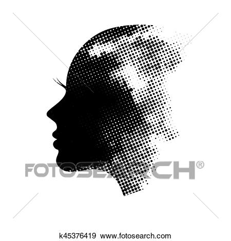 Female profile silhouette Clip Art.