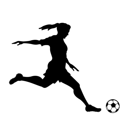 Girl Soccer Player Kicking Silhouette Sports Wall by danadecals.