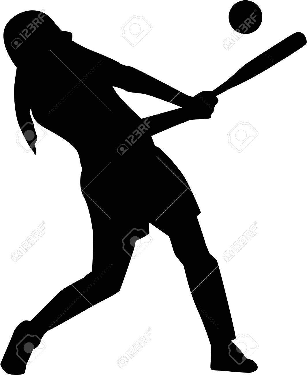 Softball batter woman silhouette.