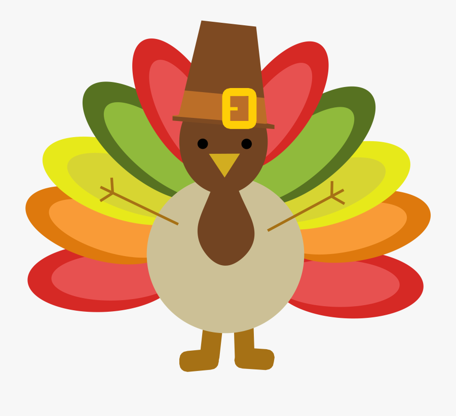 Turkey Clipart Cartoon Color Feathers Hat Thanksgiving.