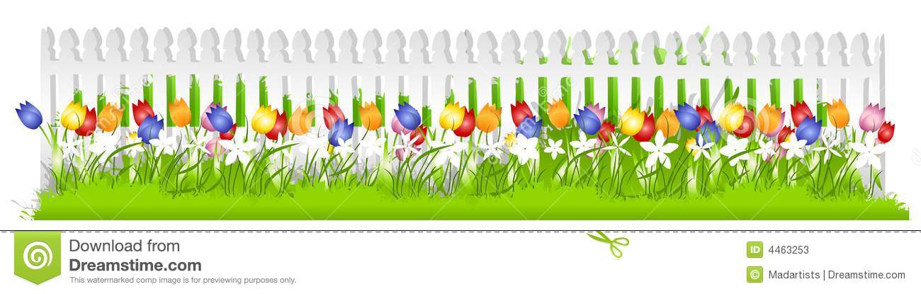 Picket Fence Border Clipart.
