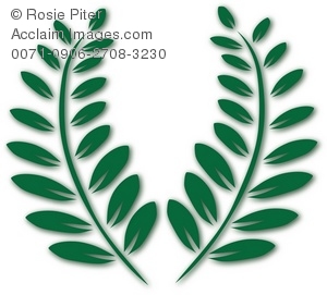 Clip Art Illustration Of Two Green Fern Fronds.