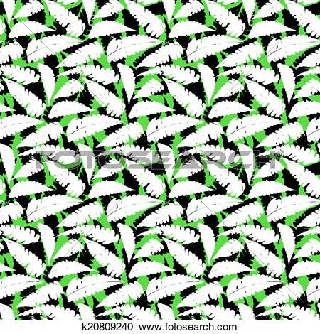 Clipart of Grunge autumn pattern with fern leafs k20809240.