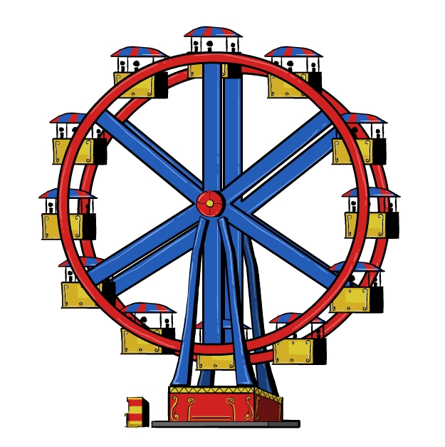 Cartoon ferris wheel clipart.