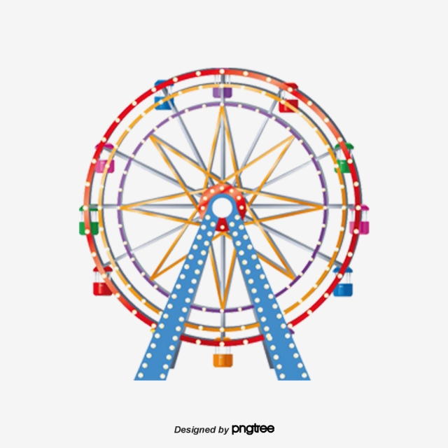 Cartoon Colored Ferris Wheel, Element, Cartoon, Scenes PNG.