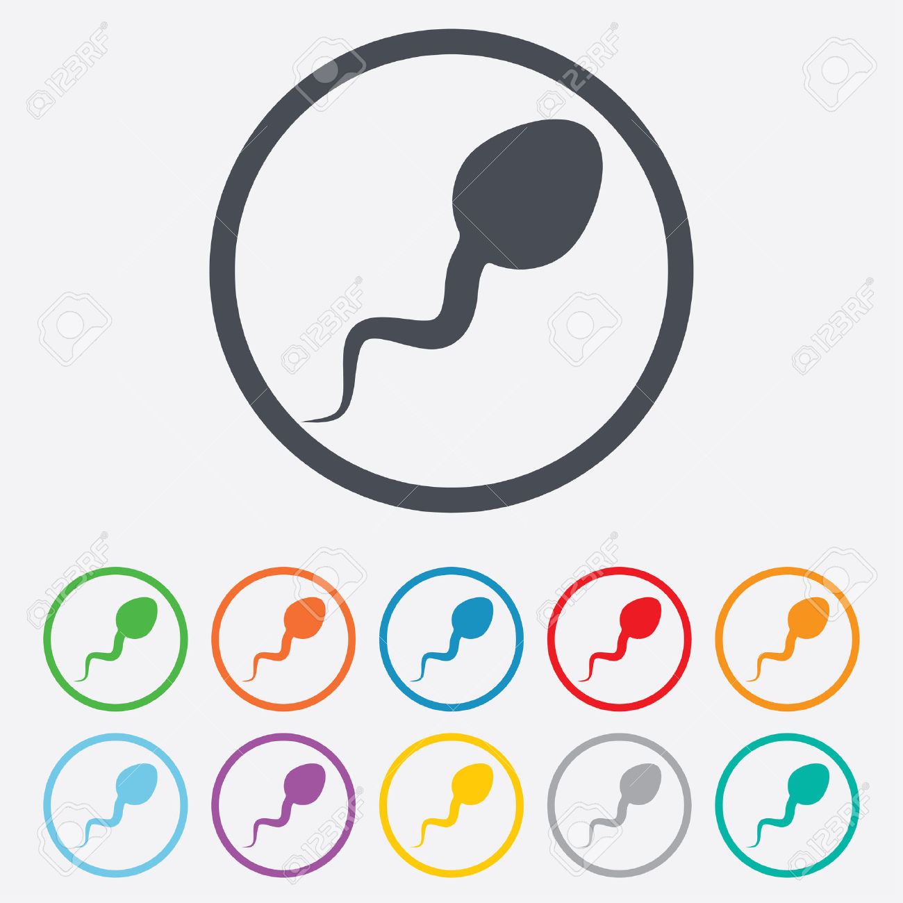 Sperm Sign Icon. Fertilization Or Insemination Symbol. Round.