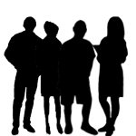 Silhouette Of Four People.