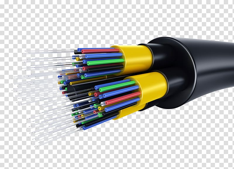 Black and yellow electronic cable, Optical fiber cable.