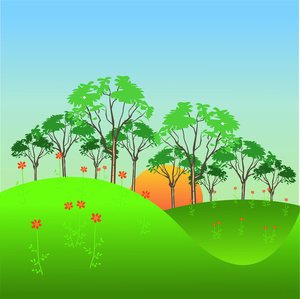 Rolling hill tree clipart.