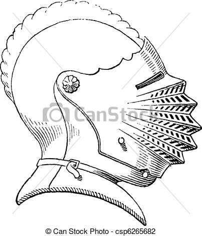 Vector Illustration of Fifteenth century helmet or galea vintage.