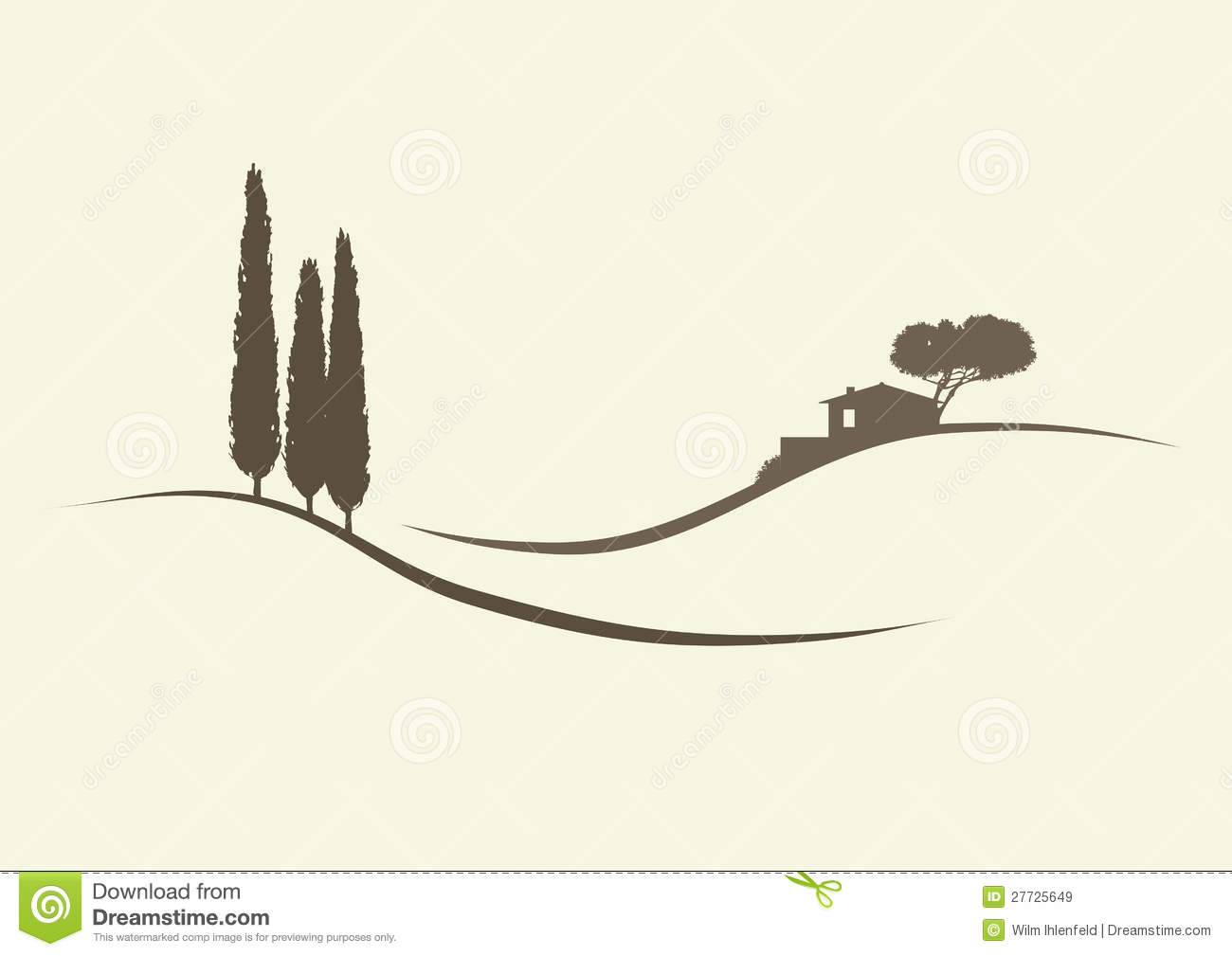 Finca And Cypress Trees Royalty Free Stock Images.