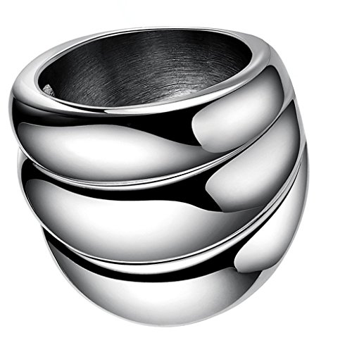 Phenovo Fashion Finger Rings 316L Steel Wave Pattern Jewelry.