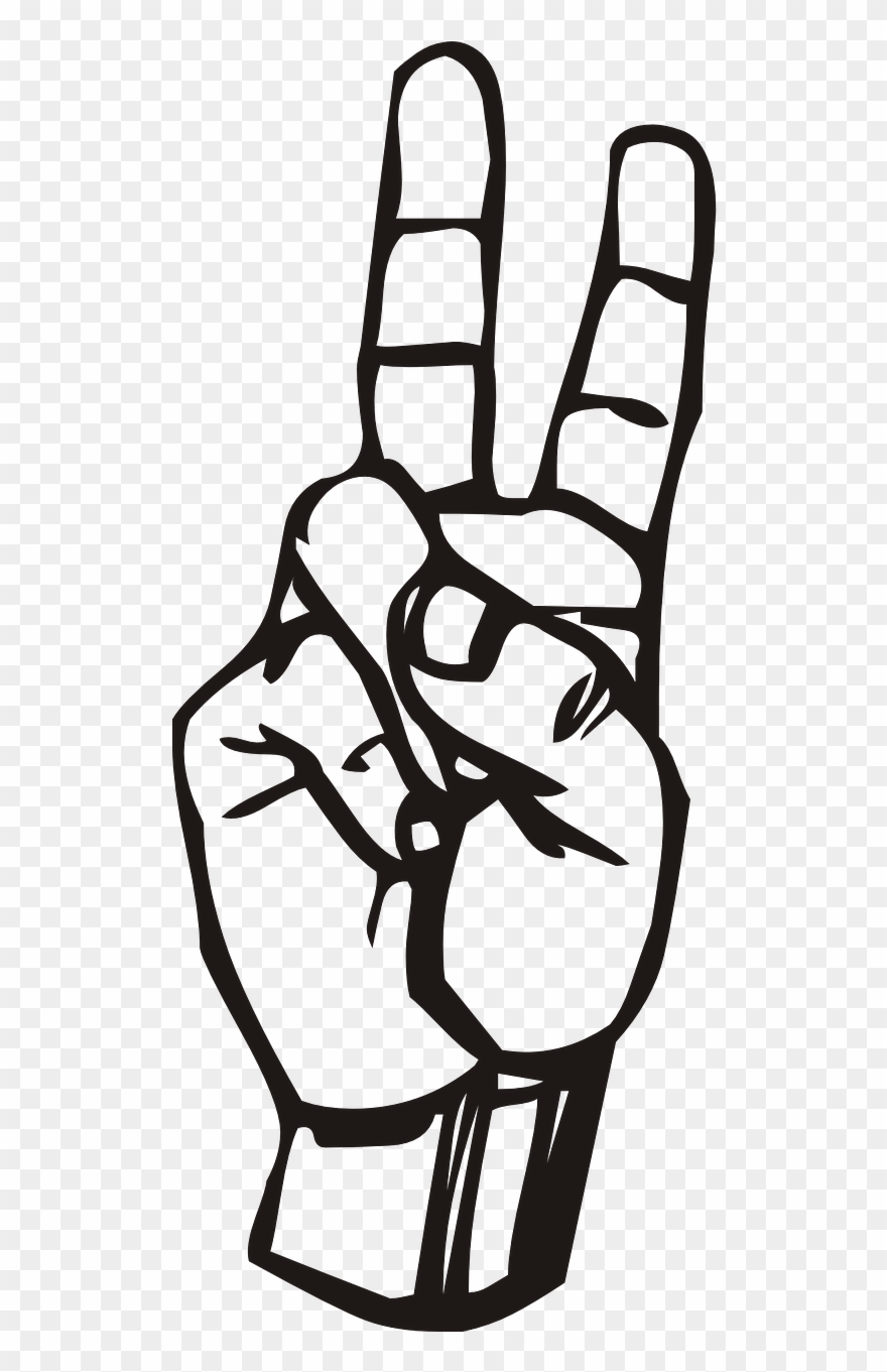 Hand Fingers Raised Two Symbol Png Image Picpng Peace.