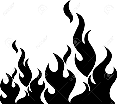 Image result for fire clipart black and white.