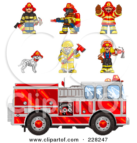 Cartoon of a Fire Truck Driving.