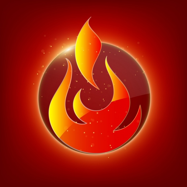 Fire logo design sparkling red decoration Free vector in.